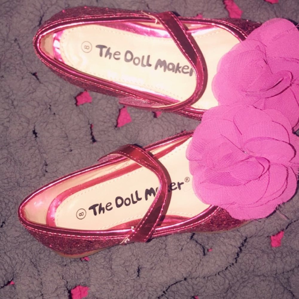 Fuschia Glitter and Floral Shoes